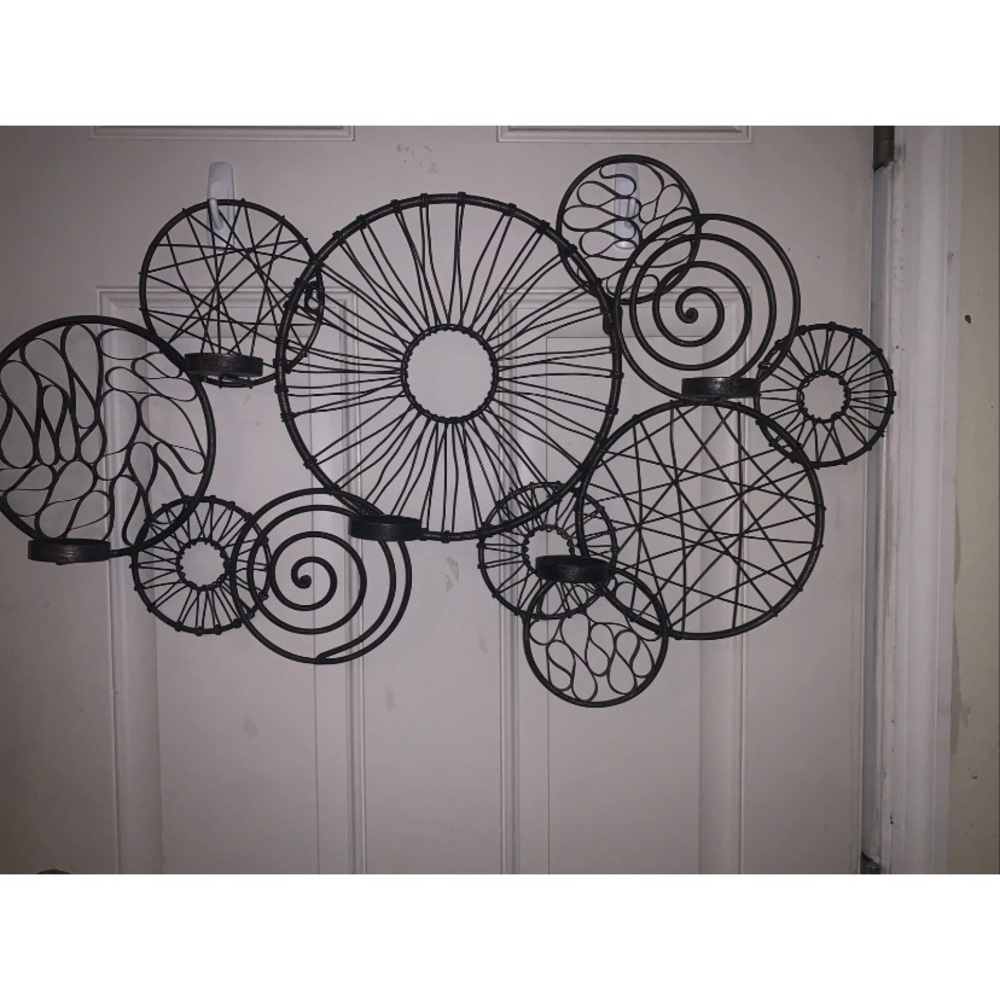 West Elm Black Metal Wall Art with Spiral Design